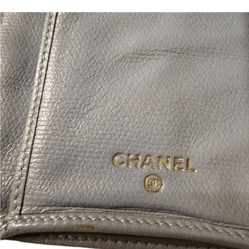 CHANEL Vintage CC Button Long Bifold Wallet Purse Leather Blue Made In Spain EUC - Picture 10 of 16